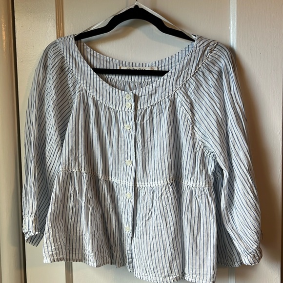 We the Free Striped Blouse Top - Picture 1 of 4